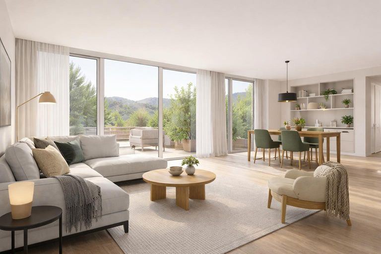 Spacious modern living and dining space