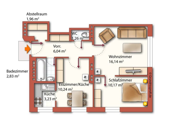 Grundriss möbiliert