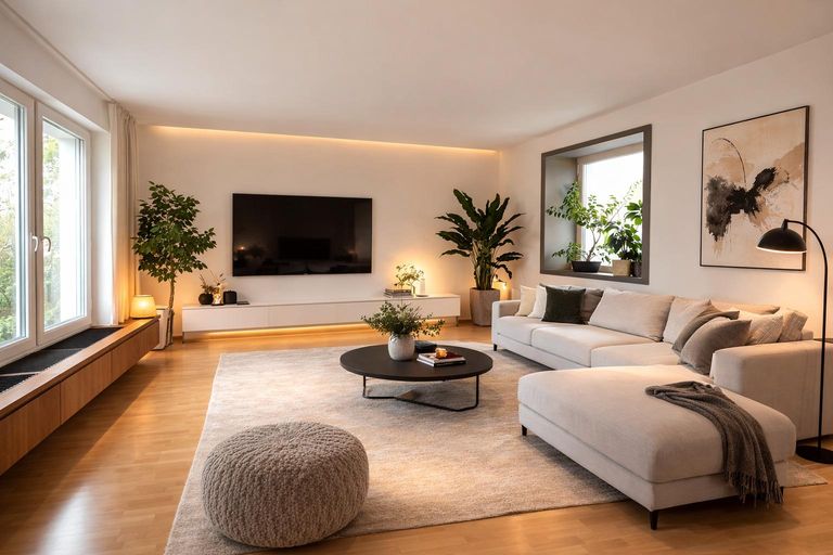 Wohnzimmer (virtuell eingerichtet)