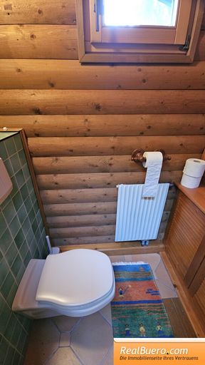 Erdgeschoß: Badezimmer mit Dusche, Handwaschbecken, Toilette