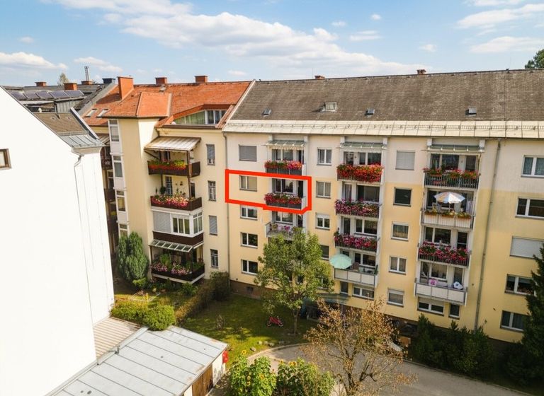 Luftbild mit eingezeichneter Wohnung