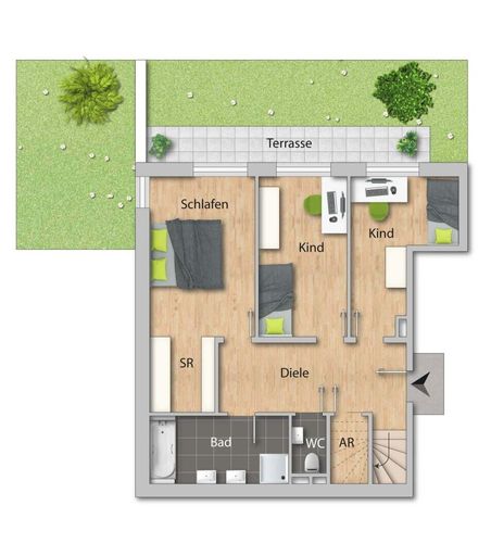 Grundrissplan W 2B Untergeschoss