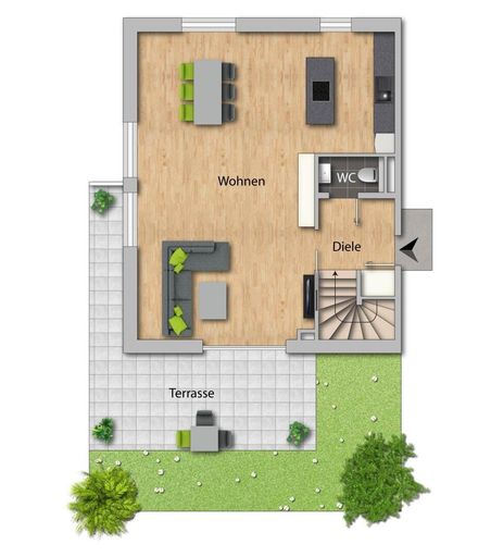 Grundrissplan W 2B Erdgeschoss