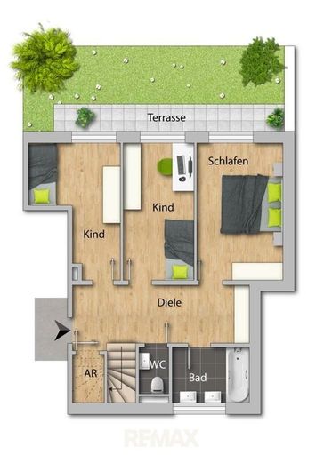 Grundrissplan Haus 2 Wohnung 1A Untergeschoss