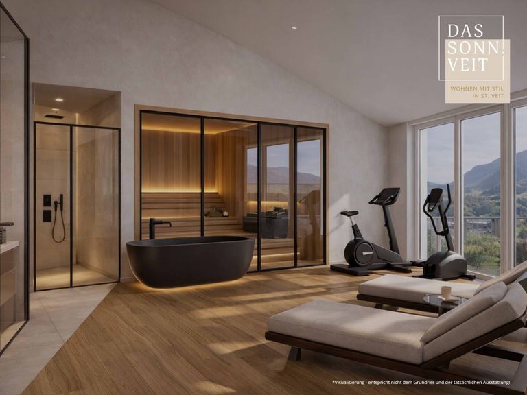 Wellnessbereich auf Wunsch im Penthouse (hier nur eine Visualisierung)