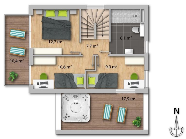 Grundriss Skizze 1. Stock