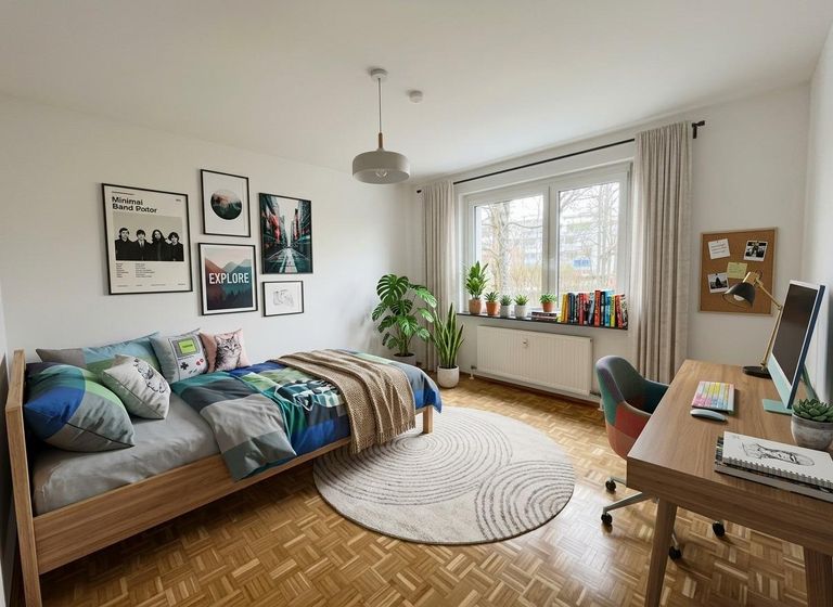 Eingerichtetes Jugendzimmer - KI Symbolfoto