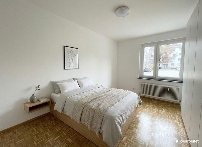 Eingerichtetes Schlafzimmer - KI Symbolfoto