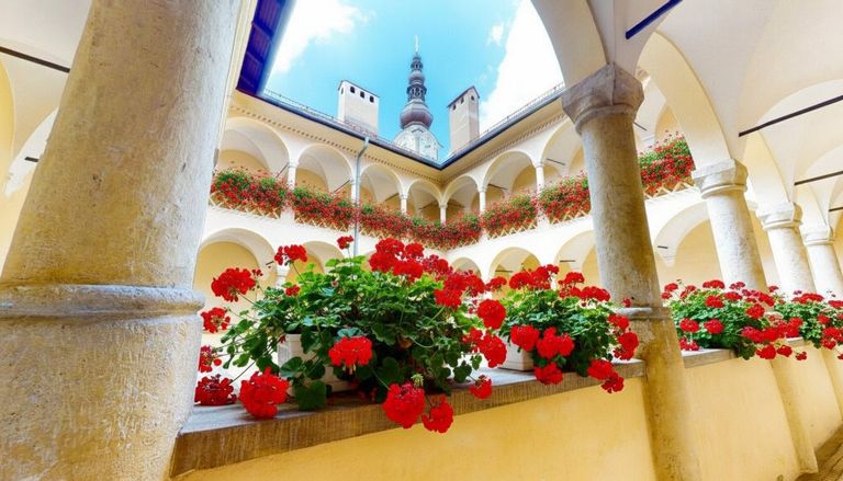 Blick vom Treppenaufgang zur Eingangstür