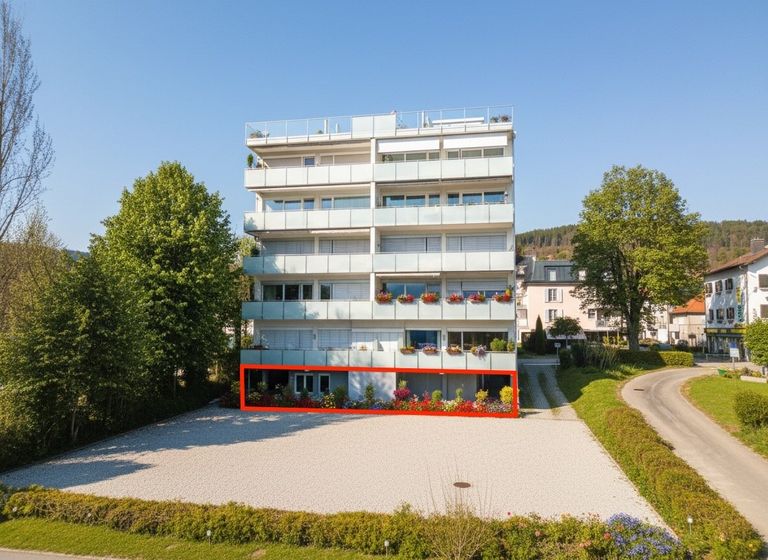 Luftbild mit eingezeichneter Wohnung