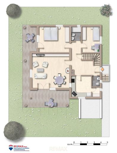 Grundriss Erdgeschoss möbliert