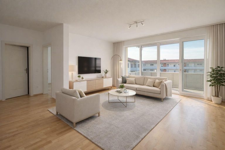 Wohnzimmer, KI-generiertes Foto