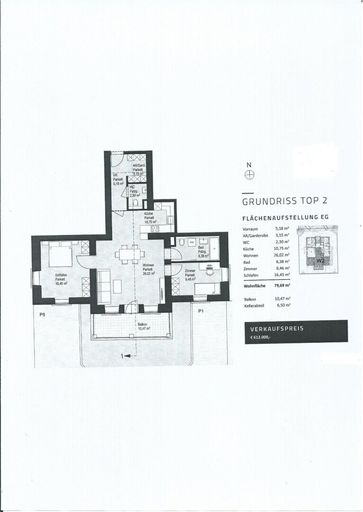 Plan - 3-Zimmerwohnung mit Lift und Balkon in generalsanierter Ceconi-Villa Kauf Elisabeth-Vorstadt Salzburg