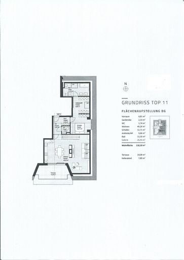 Plan - Großes 2 Zimmer LOFT mit Galerie & Traumterrasse und Aufzug in generalsanierter Ceconi-Villa Kauf Elisabeth-Vorstadt Salzburg