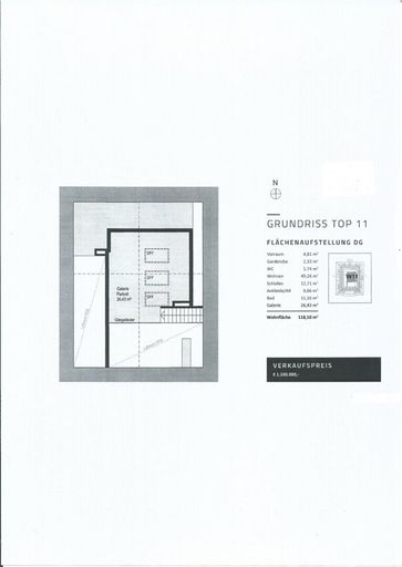 Plan - Großes 2 Zimmer LOFT mit Galerie & Traumterrasse und Aufzug in generalsanierter Ceconi-Villa Kauf Elisabeth-Vorstadt Salzburg
