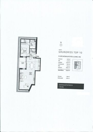Plan - Exklusive 2 Zimmer Dachgeschosswohnung mit Aufzug und Balkon in generalsanierter Ceconi-Villa Kauf Elisabeth-Vorstadt Salzburg