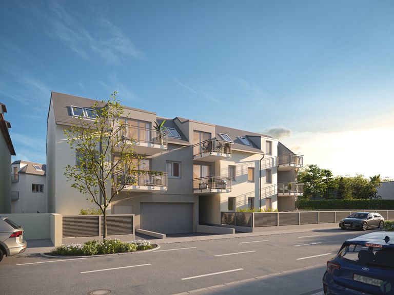 Projekt Visualisierung Außenansicht straßenseitig Königstetterstraße Einfahrt Tiefgarage