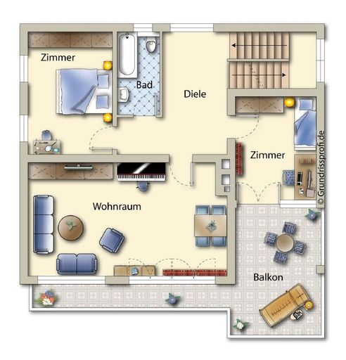 Grundriss OG digital möbliert