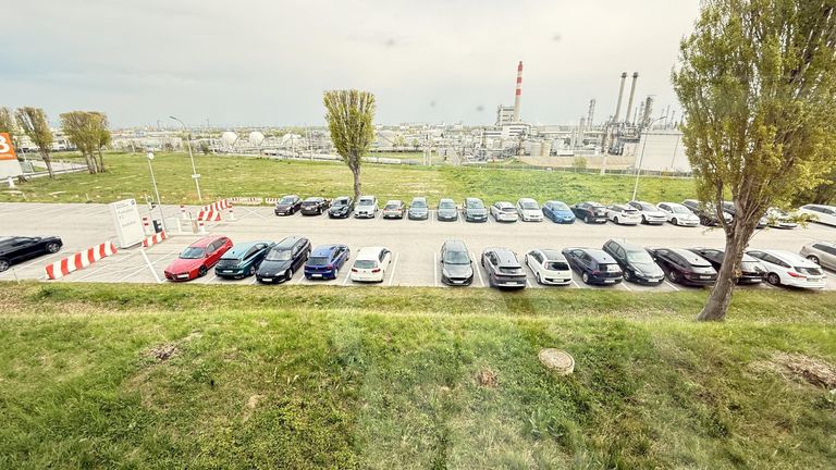 Blick zu den Parkplätzen