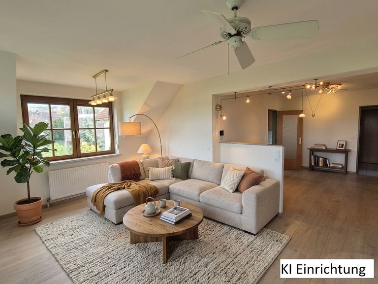 Wohnzimmer KI eingerichtet