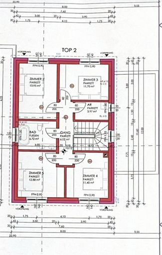 Grundrissplan Top 2 - Obergeschoß