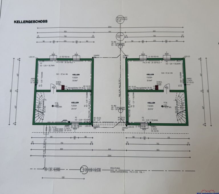Kellergeschoß Haus 1 und Haus 2