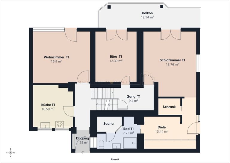 Grundriss Erdgeschoss (Top 1)