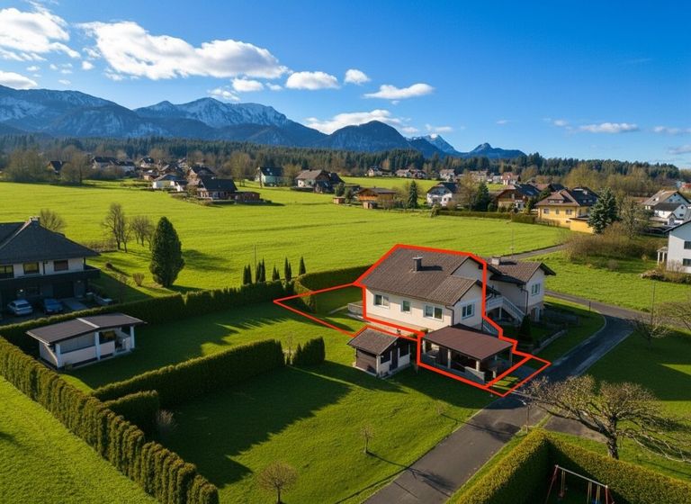 Luftbild mit eingezeichneten Grundstücksgrenzen