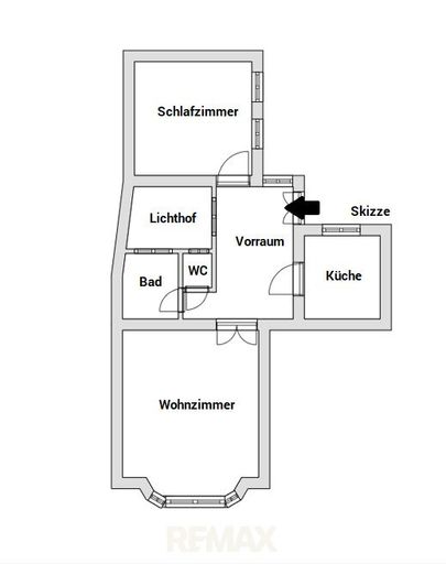 Skizze Wohnung 1070 Wien