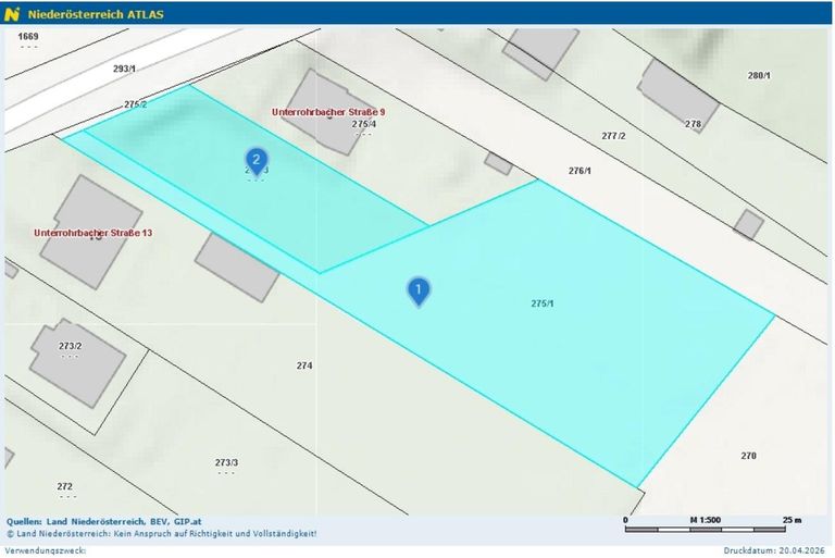 NÖ Atlas 1-Grundstück 2105 Oberrohrbach