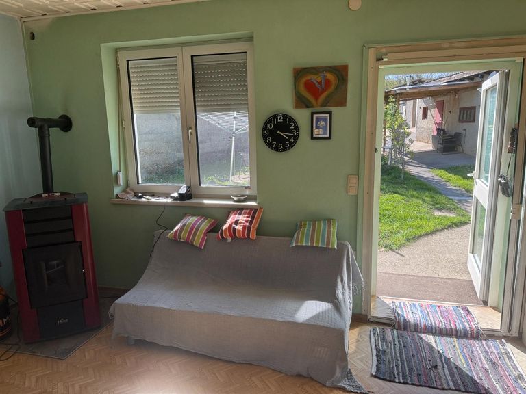 hinaus in den Garten