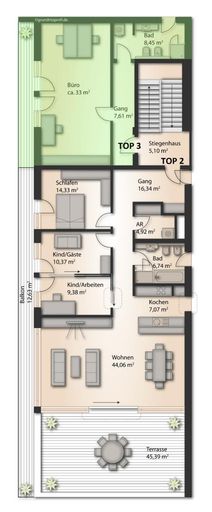 Digitaler Plan mit Möbel