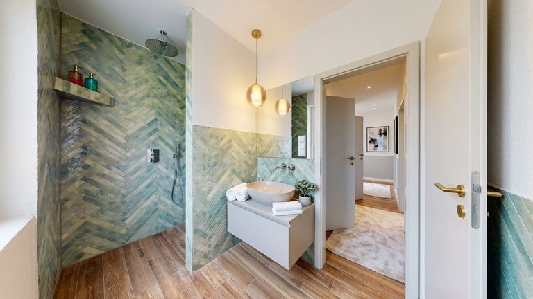 Ausstattungsbeispiel Badezimmer mit Fenster - KI-VISUALISIERT
