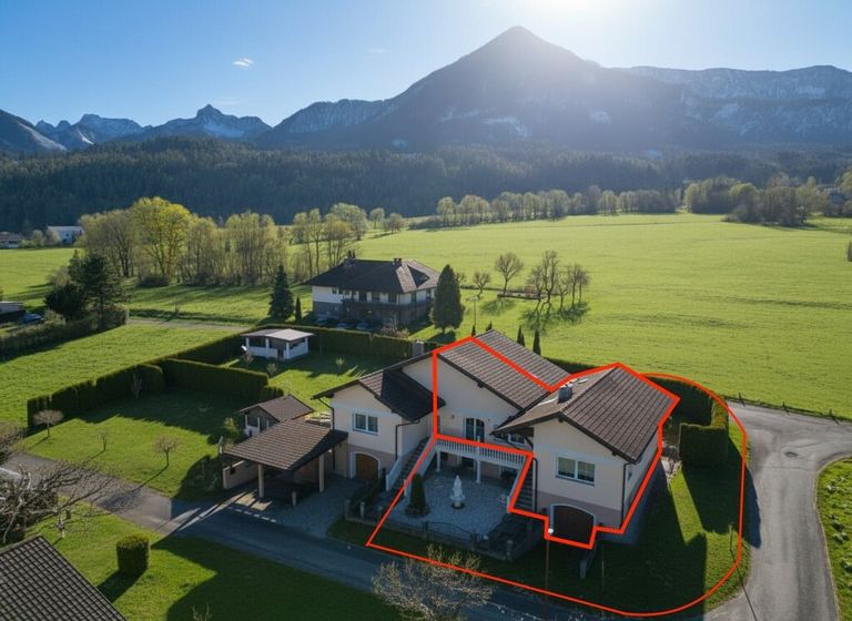 Luftbild mit eingezeichneten Grundstücksgrenzen