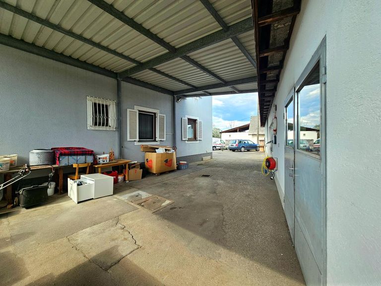 gr. Flugdach zw. Haus und NeGeb., Hof asphaltiert