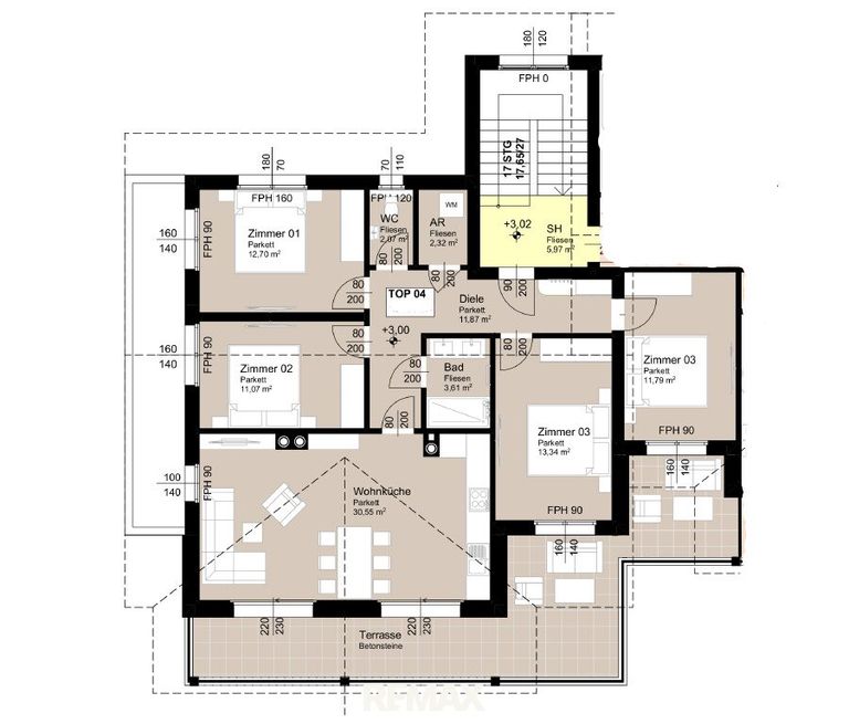 Grundriss Top4 99,3m²
