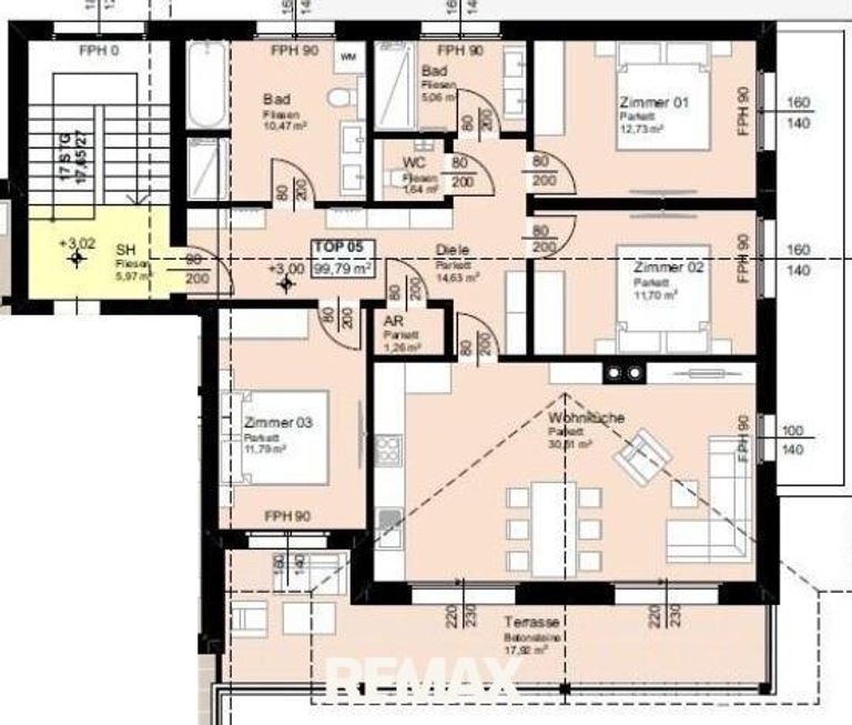 Grundriss 2445-2779 TOP 5 mit 100 m²