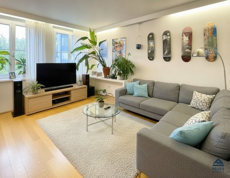 Wohnzimmer bzw Zimmer 1 - straßenseitig, Einrichtung und Deko KI-generiert