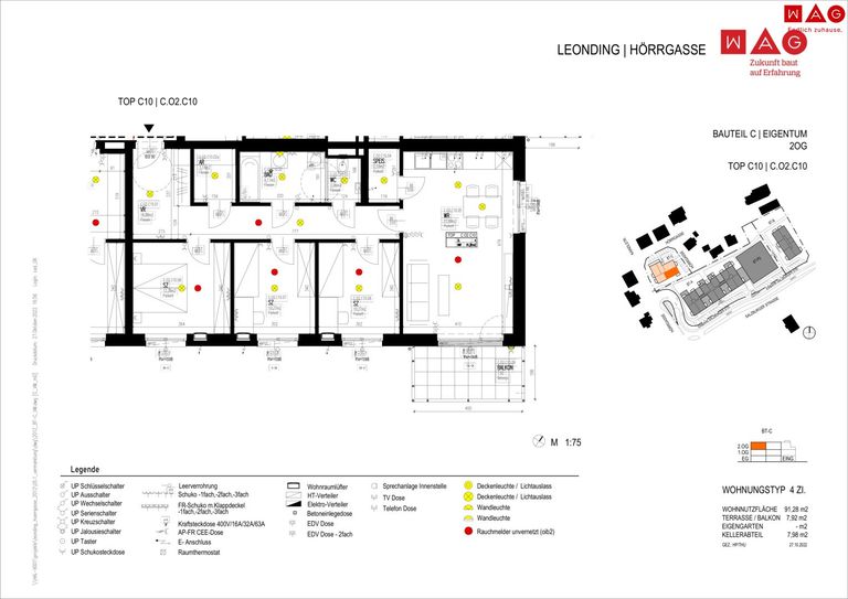 Wohnungsplan mit Maßen