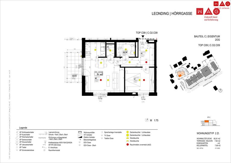 Wohnungsplan mit Maßen
