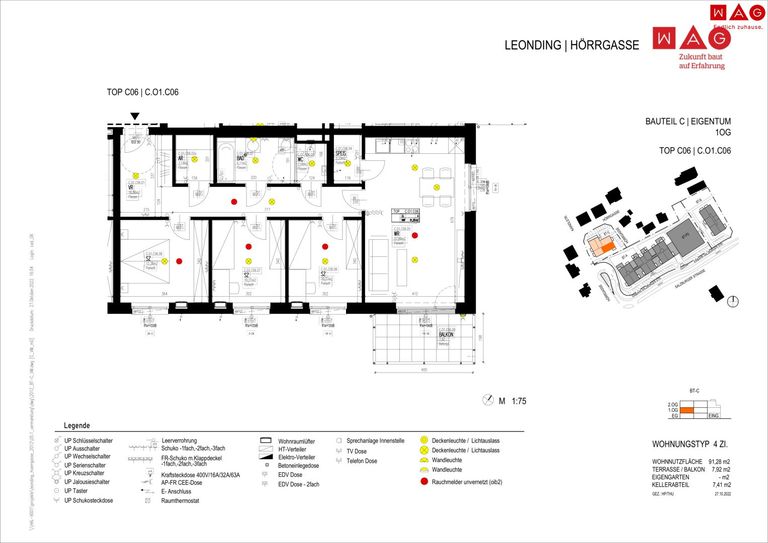 Wohnungsplan mit Maßen