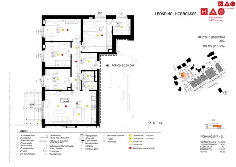 Wohnungsplan mit Maßen