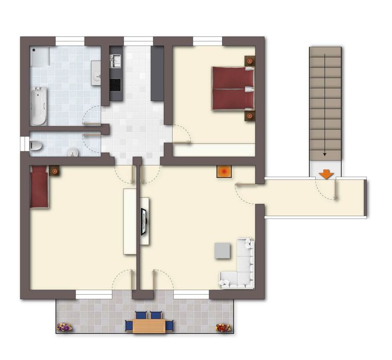 Grundrissplan alternativ 3 Zimmer