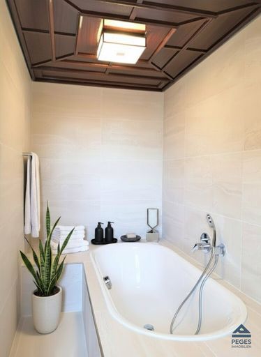 Bad mit Wannengrotte, Dusche und Sauna - Dekoration KI-generiert