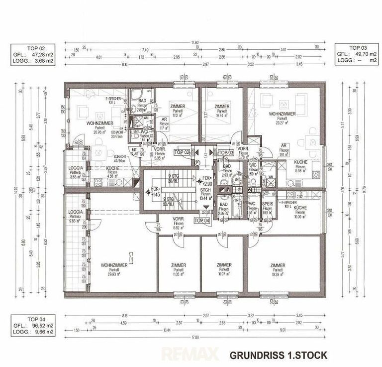 Grundriss Wohnhaus - 1. Stock