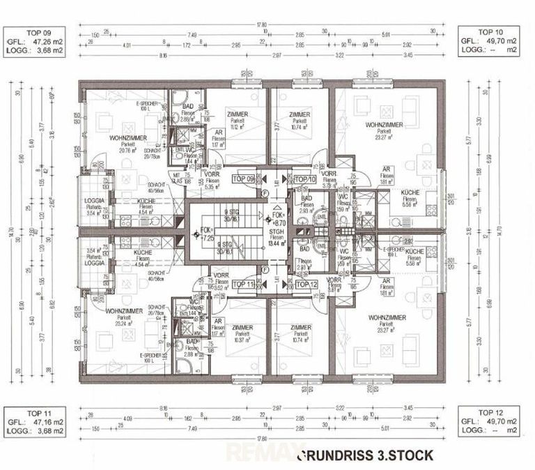 Grundriss Wohnhaus - 3. Stock