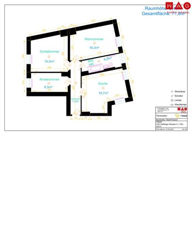 Wohnungsplan Derflingerstraße 4, 1. Stock - Tür 4