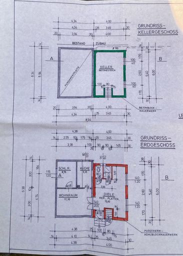 Grundriss Keller und EG Haus