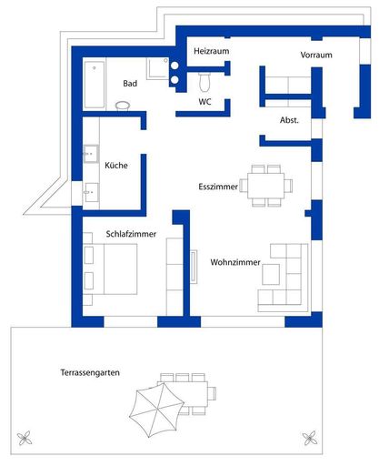 Grundriss - EG - Altbestand - sanierungsbedürftig