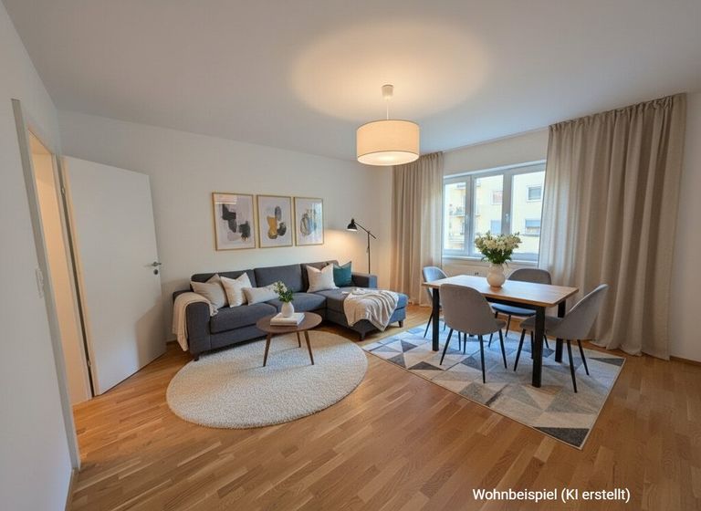 Wohn-/Esszimmer mit möglichen Einrichtung, Variante 2